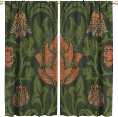 Vintage Bohemia William Morri Plant Flowers Window Curtains Abstract Art Retro Plants Pattern Print Drapes Curtain Blackout Polyester