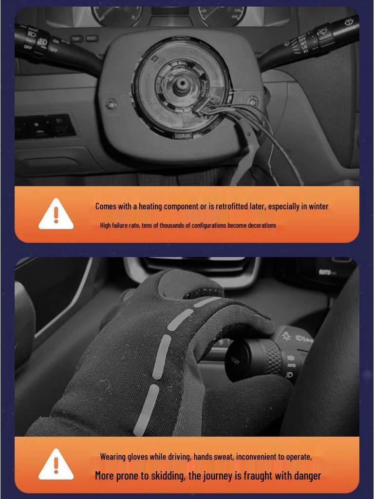 Husă Volan Universală Încălzită Wireless - Pluș, Anti-Îngheț, Suedeză cu Fir Scurt pentru Iarnă, Rotundă și în Formă de D