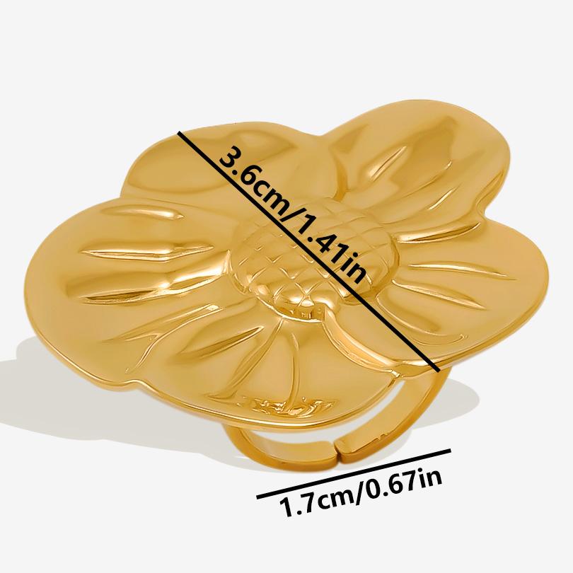 1/6pcs Plant Ring Ginkgo Leaf Tulip Flower Stainless Steel Open Adjustable Rings For Women Men Jewelry Personality Ring Anillos