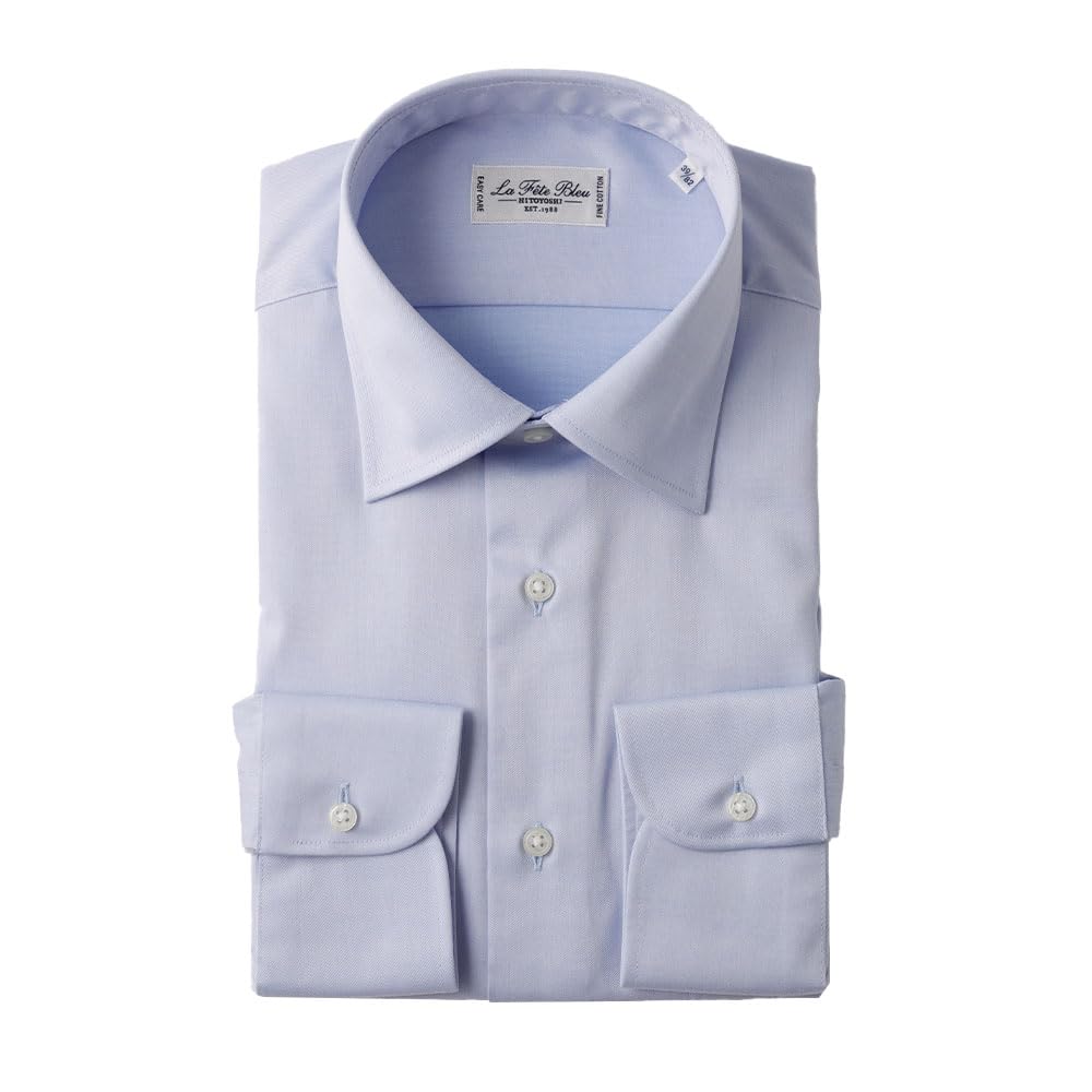 

HITOYOSHI Рубашка легкого ухода с длинным рукавом 10 размеров Hitoyoshi Dress Shirt Хлопок LB-W2 [Полуширокий воротник/Синий твил/41-86] Мужская 100%