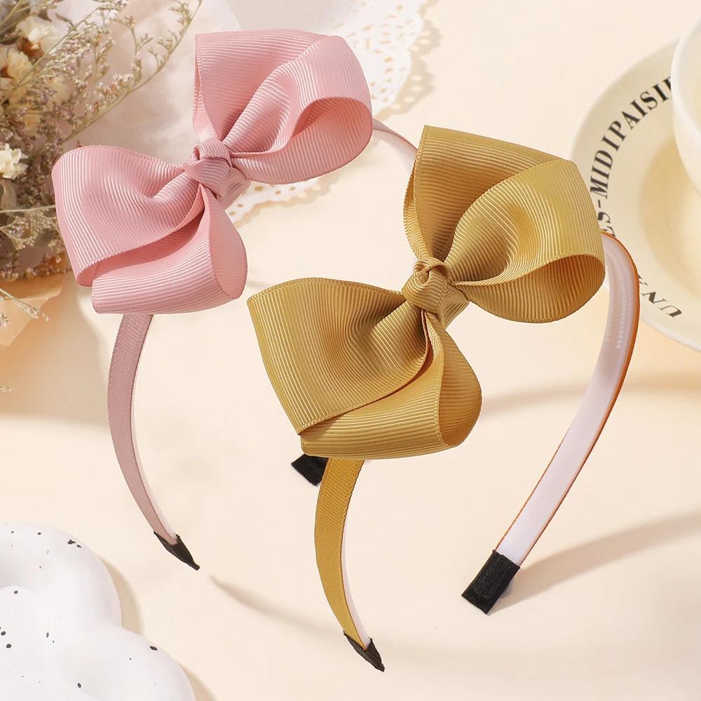 BABY BOWS 2Pcs/lot 4.52'' Grosgrain Ribbon Hair Bows Headbands for Girls Cute Bowknot Hairbands Headwear Hair Accessories Set