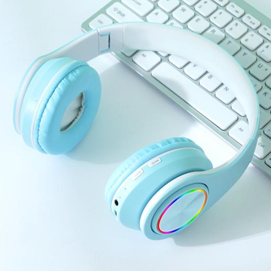 Wireless Headphones with RGB Breathing Light Stable Connection Low Latency Noise Reduction Deep Bass Bluetooth-compatible Over-Ear Headphones