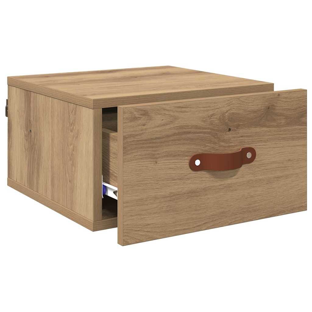 Wall Mounted Nightstand Artisan Oak 35 X 35 X 20 Cm