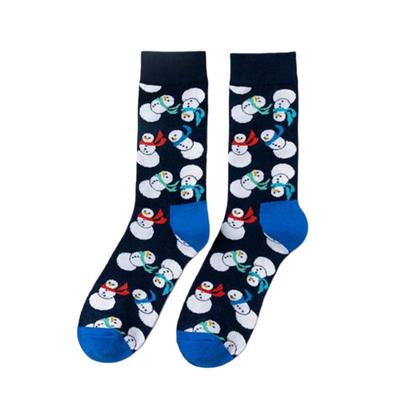 Schneemann Weihnachtsmann Cartoon Knöchelsocken für Damen und Herren, Geeignet für Herbst und Winter