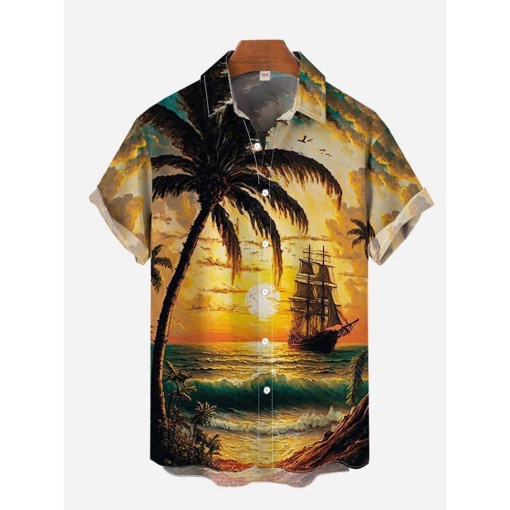 Men's Shirt Dragon Print Casual Daily Tops 3D Printing Short Sleeve Shirt Summer Fashion Unisex Hawaiian Samurai Cat Shirts
