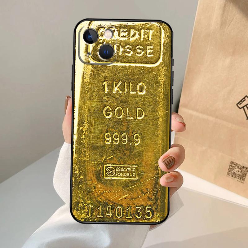 Switzerland Fine Gold Case For iPhone 16 15 14 13 11 12 Pro Max XS X XR Plus Back Cover For iPhone 16 15 14 12 13 Mini