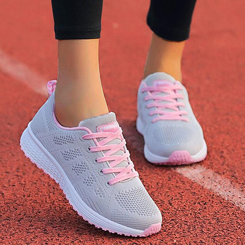 Breathable Fashion Sneakers For Women  New Walking Outdoor Sneakers Women Mesh Fabric Lace Up Female Footwear Woman Shoes