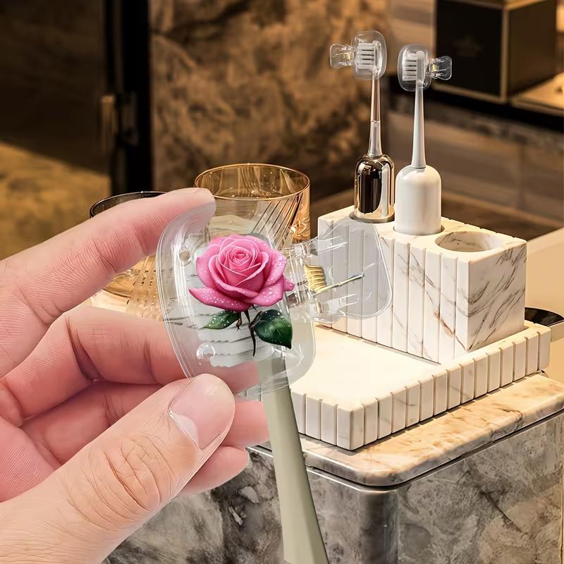 

2Pcs Cute Design Toothbrush Holder, Pattern, Protects Toothbrush Head, Features Dual Holes For Drainage And Ventilation onesize