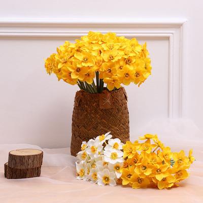 White Yellow Home Decoration Wedding Ornament Artificial Flower Floral Arrangement Lifelike Daffodils Simulation Narcissus