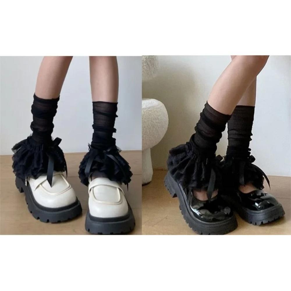 Elastic Leg Warmers Lace Aesthetic Long Socks Cute Lolita Lace Stocking  Women