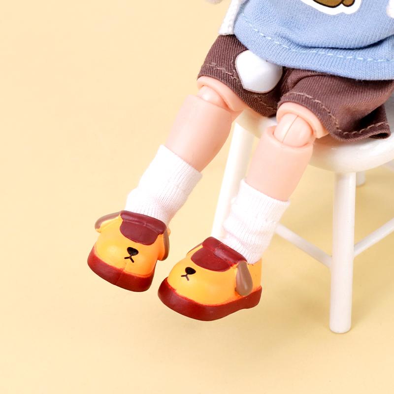 OB11 Puppy Pattern Cute Doll Shoes Ob11 Doll Cartoon Shoes Diy Lovely Toys For Dod Ddf Body9 1/12 Bjd Gsc Bjd Doll Shoes Accessories