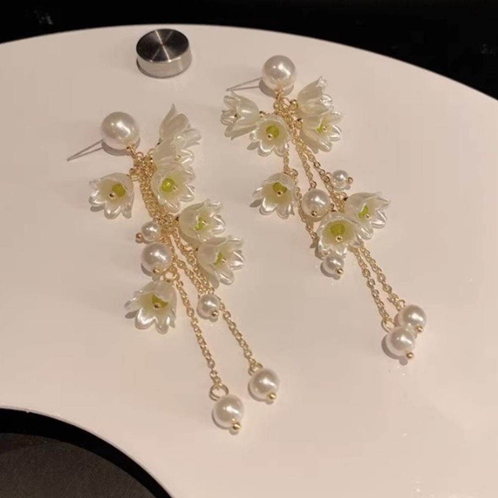 Flower Pearl Earrings, Fashionable Earrings, Light Luxury Earrings, Women s High-end Feel