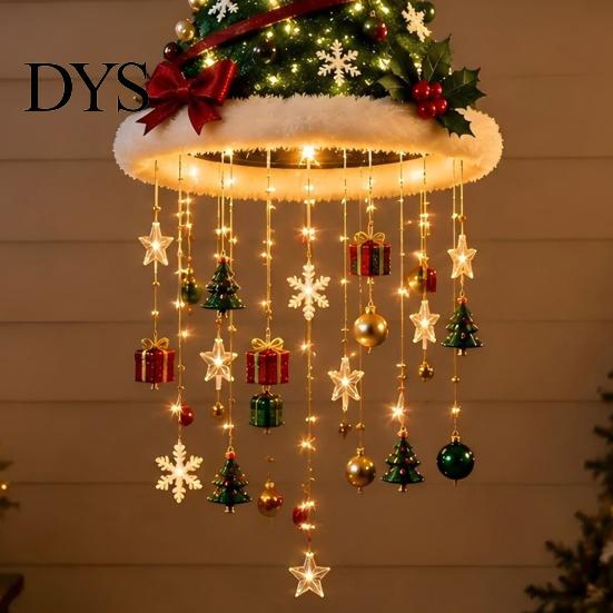 Innovatives Weihnachtsgeschenk Baumhängeornament mit LED-Lichtern, Beleuchteter Anhänger Sternen-Topper, Leuchtende Umgedrehte Weihnachten Festliche Ornamente für Innen