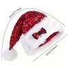 Christmas Hat with Sequins Bow Design Plush Warm Enlarged Thickened Holiday Party Decoration Hats for Women Beanie Winter Hat