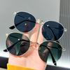 Metal round frame flat mirror unisex sunglasses new fashionable European American hip hop style trendy accessory