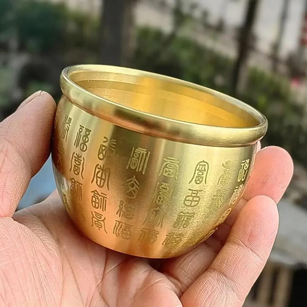 1Pcs Wealth Attracting Pure Brass Cornucopia Small Mini 4.5-7cm Baifu Rice Cylinder Auspicious Surface Polished Baifu Jar Cup