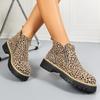 Women Boots Fashion Leopard Ankle Boots Women Trend Plus Size Zipper Up Booties Spring Autumn Non Slip Platform Shoes for Women