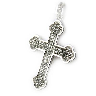 [K9545] - White 'Cross' Silver Pendant