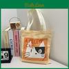 Cute Cat And Maltese Checkered Pattern Student Casual Canvas Bag For Outings And School