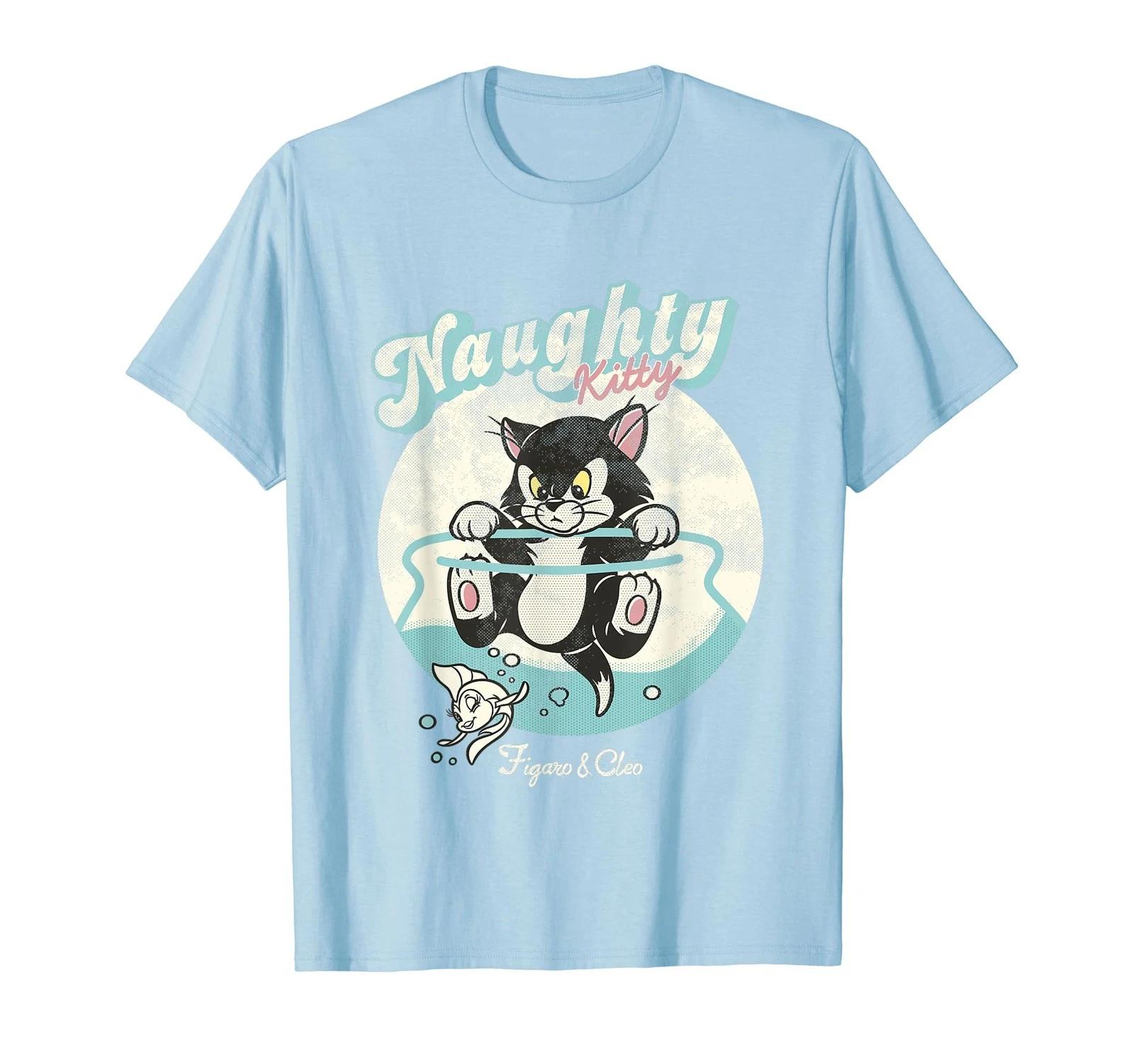 Disney Pinocchio, Mischievous Kitty, Figaro & Cleo Retro Big Logo T-Shirt_ M