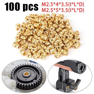 100PCS Threaded Insert Self-clinching Nut Brass Internal Thread Knurled M2.5