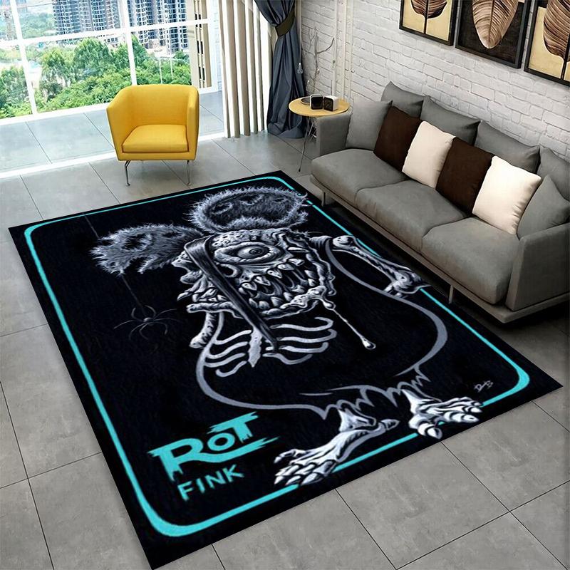 

3D Rat Fink Cartoon Racing Car Moto Sign Carpet Rug for Bedroom Living Room Sofa Doormat Home Decor,Kid Game Area Rug Non-slip 40x60cm