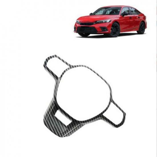 For Honda Civic 2022 11th Carbon Fiber Inner Steering Wheel Decor Cover Trim