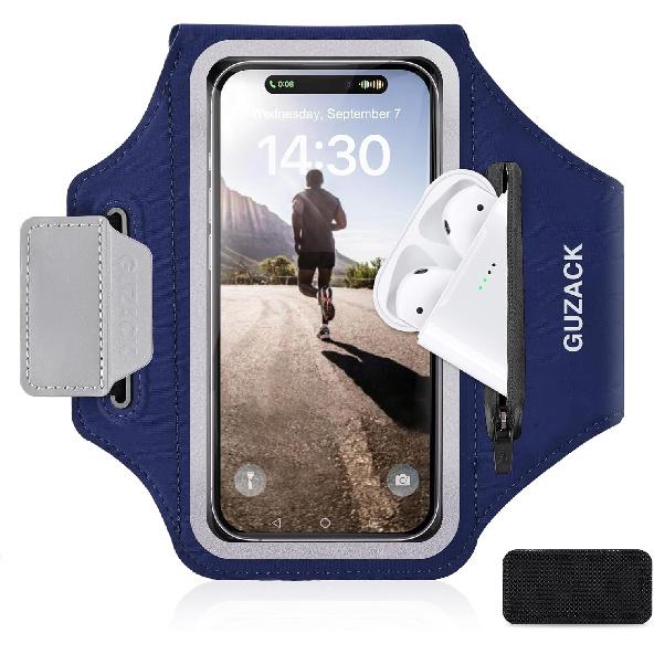 GUZACK Running Armband for iPhone 18 Pro Max 17 16 15 14 13, Galaxy S26/S25/S24/S23, with Card Slot & Key Pockets, Sports Arm Bands Cell Phone Holder