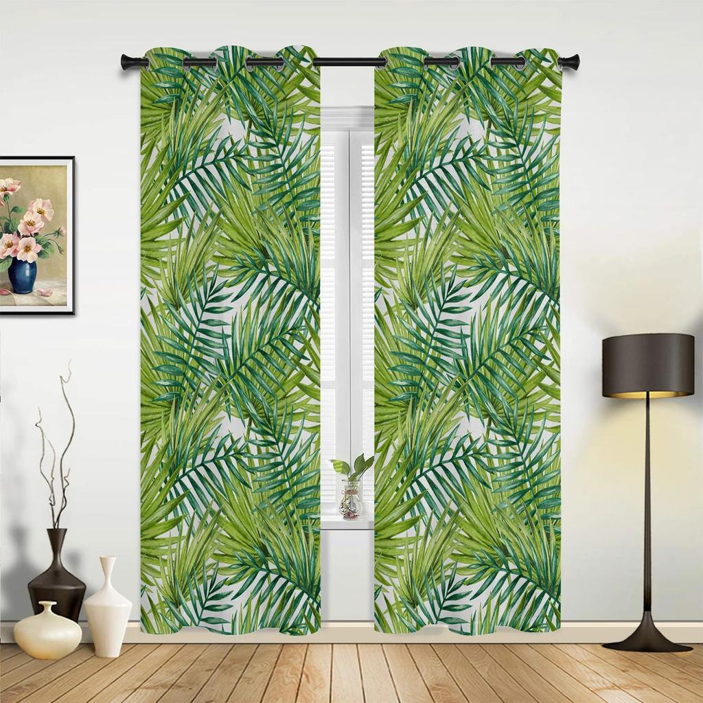 Green Leaf Ginkgo Modern Hall Curtains For Living Room Kitchen Boy Girl Bedroom Long Curtain For Windows Cortinas Home Decor
