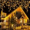 Outdoor Waterproof Solar LED Fairy Curtain Lights for Christmas and Courtyards