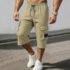 Pantaloni bărbătești cu lungime trei sferturi, cu șnur, talie elastică și buzunare