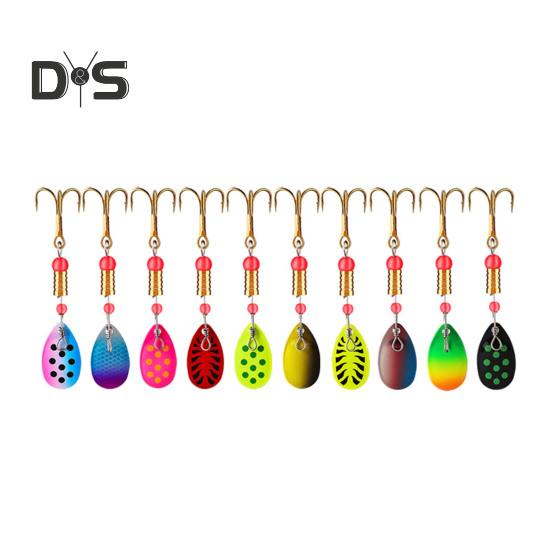 

10 шт. 7,5 см/3 г вращающаяся блесна с пером для крючка, твердый металлический спиннербейт, вращающаяся блесна, аксессуары для ловли соленого пресноводного судака и окуня A