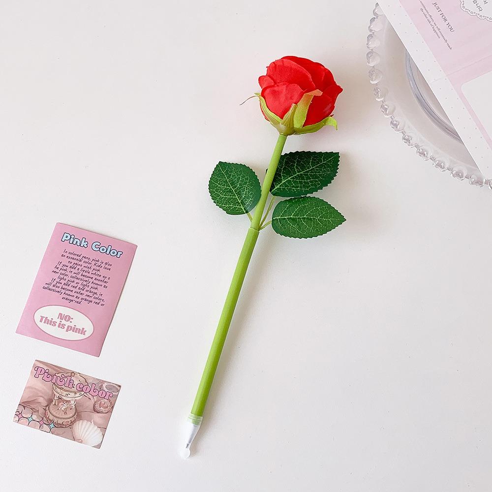 2-Grids Rose Ballpoint Pen 3-inch Writing Pen Creative Rose Flower Pen Valentine's Day