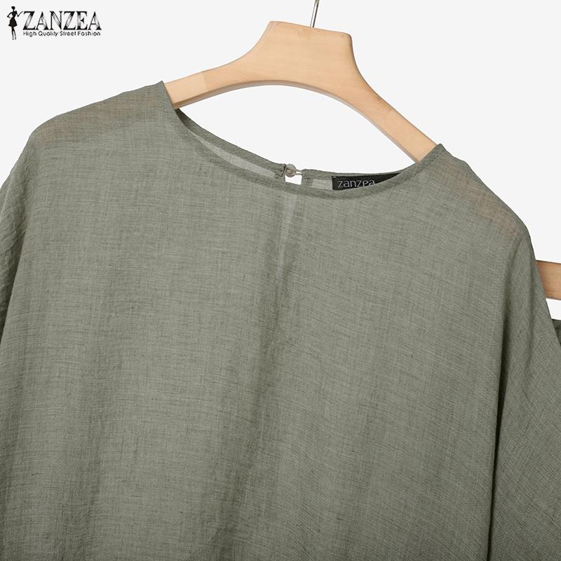 ZANZEA Women Short Sleeve Irregular Hem Blouse and Pants Summer Two Piece Suit Sets