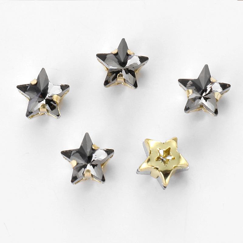 50 Pcs 10mm Star Glass Claw Drill with Hole Pentagram Hand-sewn Drill DIY Wedding Shoes and Clothing Bags Hairpin Jewelry Accessories