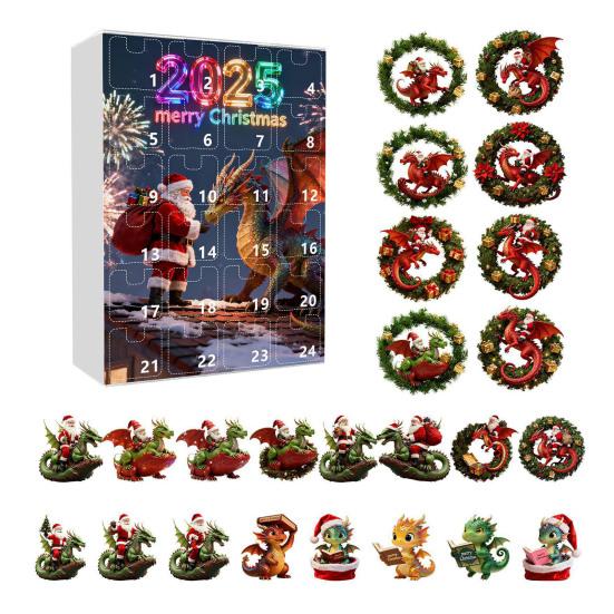 Advent Calendar Santa Claus Flying Dragon Design 24-Day Countdown Festive Family Activity Calendar Festive Atmosphere Enhancer