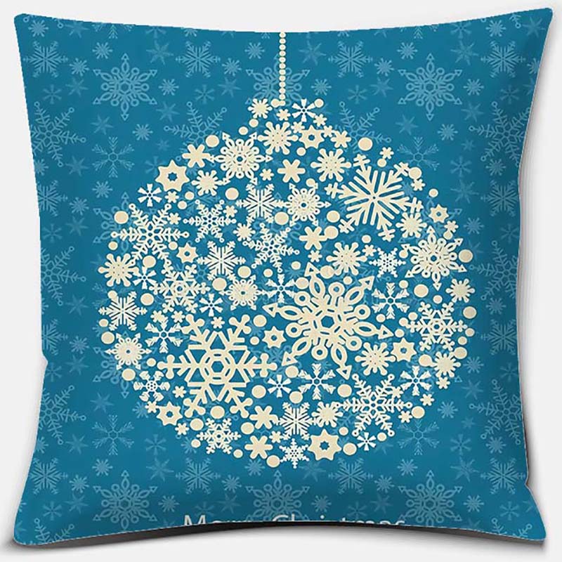 Blauer Weihnachtsstrauß Druckserie Muster Kissenbezug Quadratischer Kissenbezug Home Office Dekoration Kissenbezug