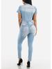 European American Slim-Fit Casual Waist-Cinching Jumpsuit Jeans Skinny Pants