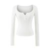 Women's Autumn Spicy Girl Square Neck Faux Cashmere Long Sleeve Top