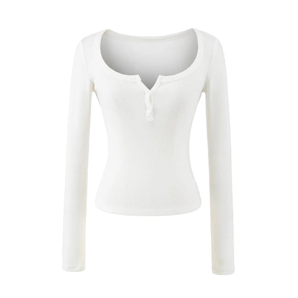 Women's Autumn Spicy Girl Square Neck Faux Cashmere Long Sleeve Top
