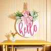 Wooden Round Welcome Sign Door Hanger with Bow Wreath Decoration for Home Entrance