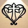 Vintage Heart Cross Metal Wall Art Sign, Home Decor Gift for Farmhouse Cafe Bar