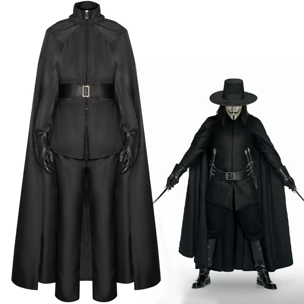 V for Vendetta V Maskeli Kostüm Seti Cadılar Bayramı Cosplay Kıyafeti Yetişkin Rol Yapma Aksesuarları