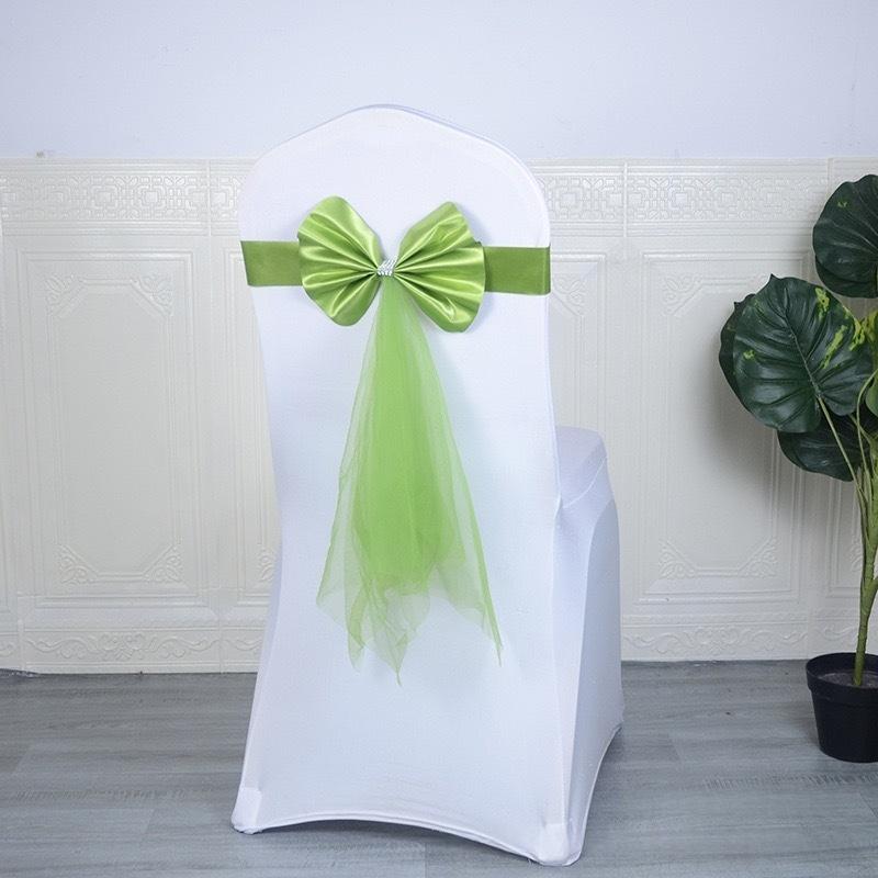 Chair Back Decoration Elegant Stretch Chair Bow Organza Ribbon Chair Decor For Birthday Hotel Wedding Accessories