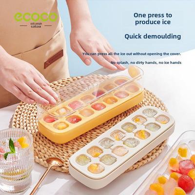 Silicone Food-Grade Ice Cube Tray with Lid – Push-Type Freezer Storage Box