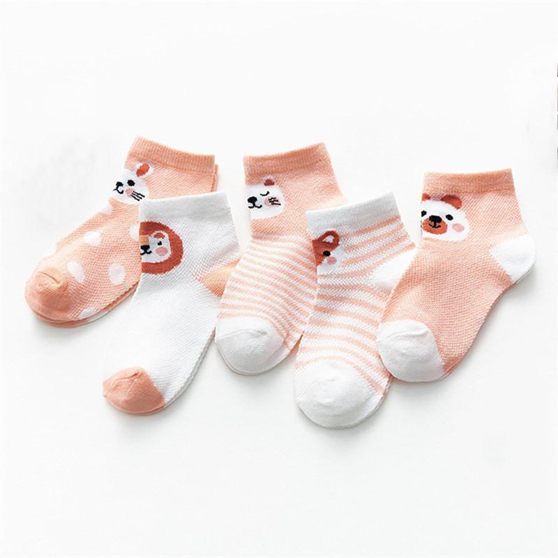 5Pairs/lot Newborn Baby Boys Girls Socks Summer Mesh Thin Toddler Socks for Girls Cotton Cartoon Infant Sock  Accessories