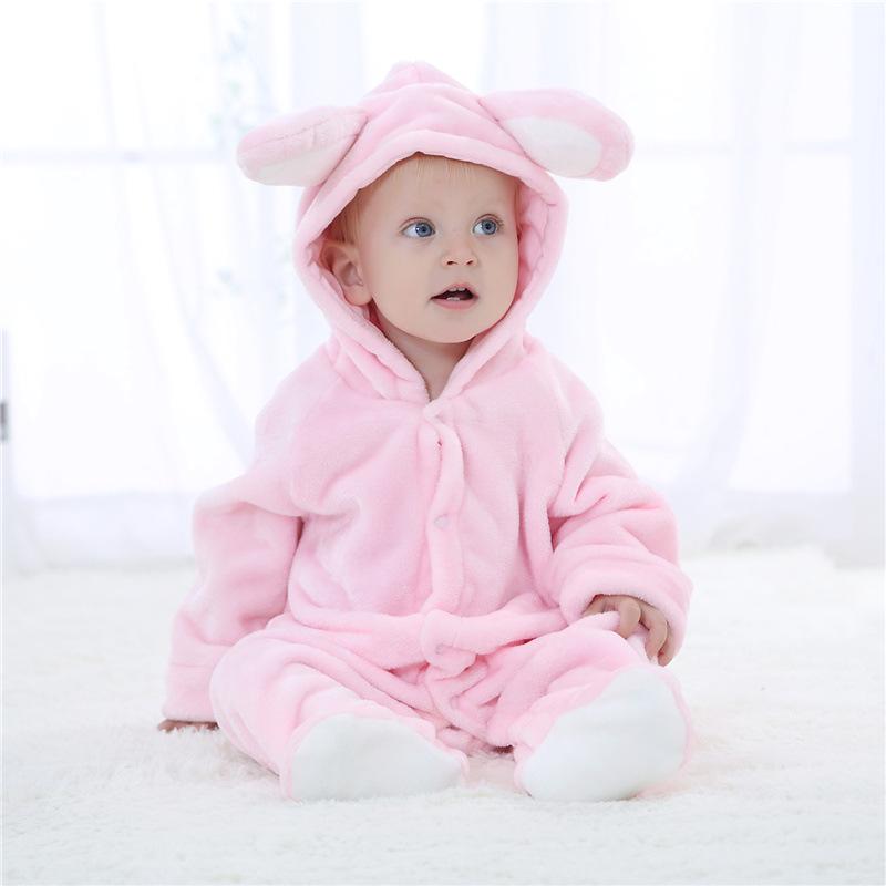 Flannel Baby Romper: Cartoon Bear, Cat, Rabbit, Sheep Onesie for Spring and Autumn