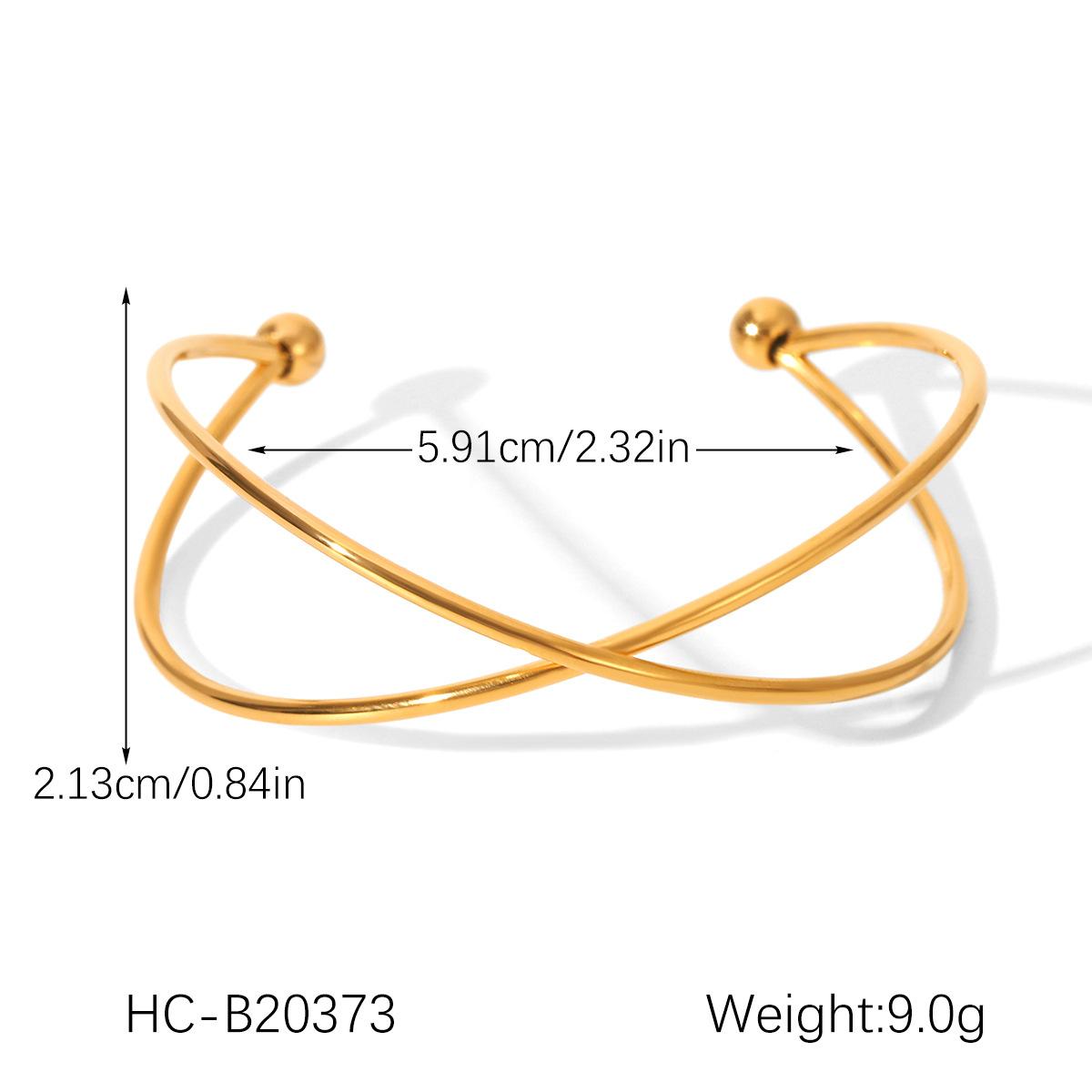 

Wholesale Western Style 18K Gold Stainless Steel Line Cross Open Bangle, Minimalist Versatile Titanium Steel Bracelet
