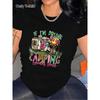 Plus Size "If I'm Drunk I'm Camping" Graphic Tee Casual Short Sleeve Camping Top