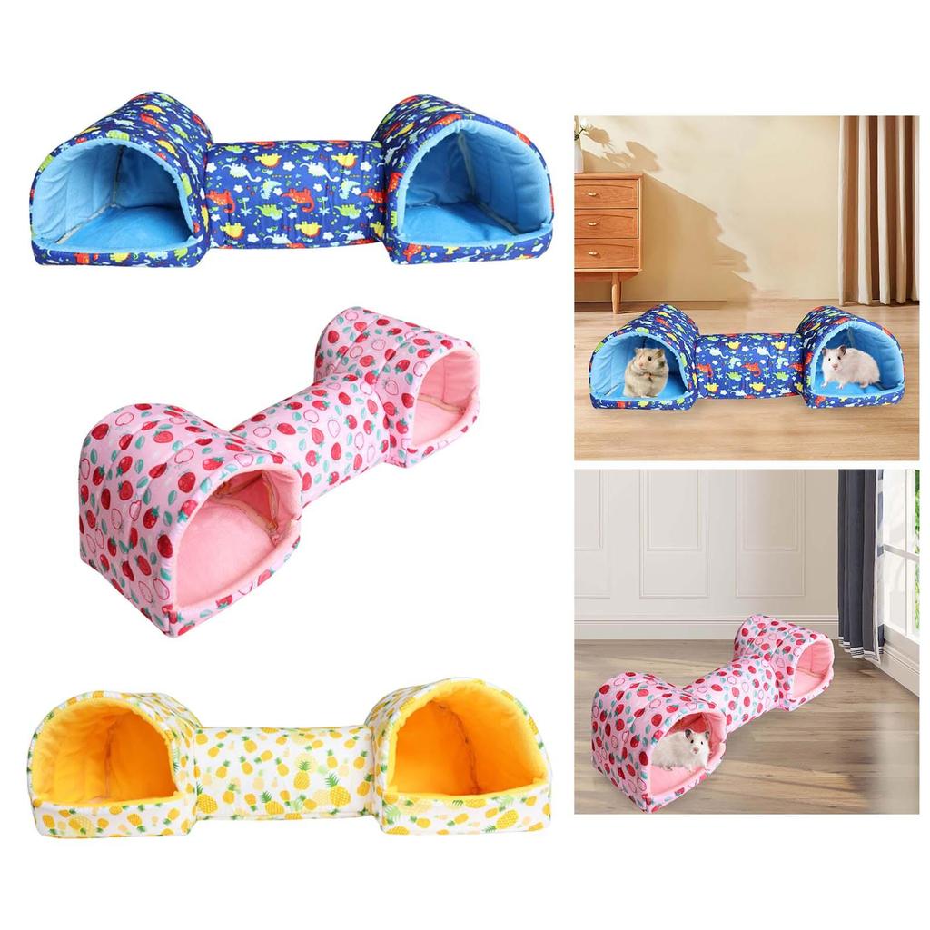 Guinea Pig Tunnel and Bed Hamster Hideout Breathable Entertainment Corner Tunnel Tube Guinea Pig Bed for Small Pets Mice